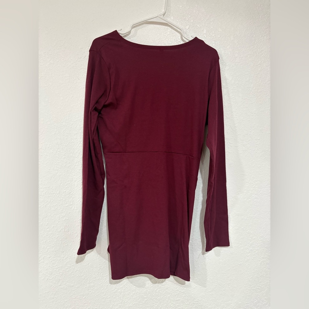Ruby Ribbon Knot Tunic Top in Wine Size L NWT - Picture 2 of 4